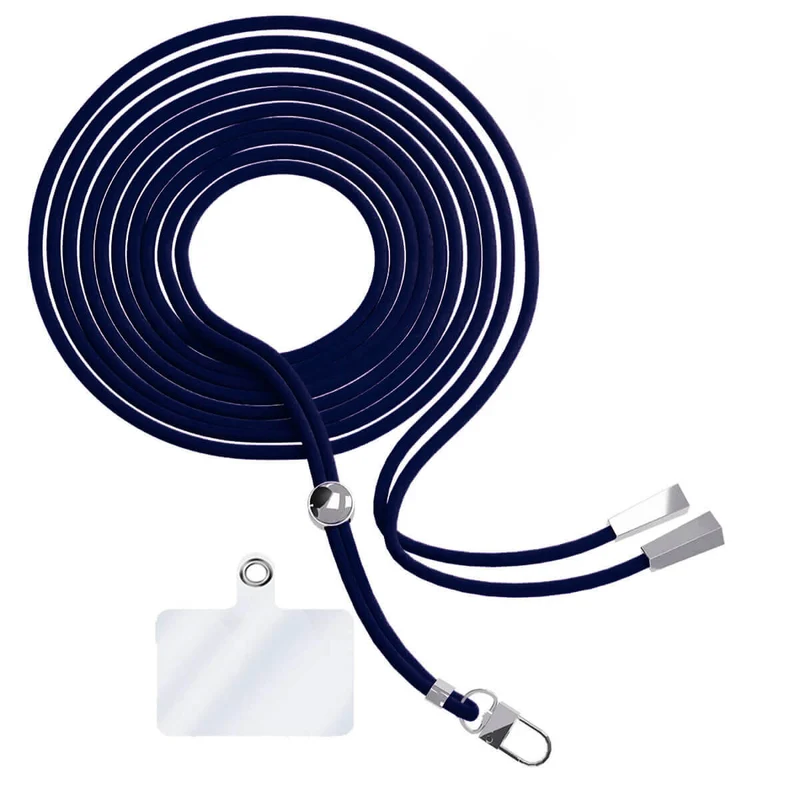 Cordon téléphone en nylon tressé 80cm réglable Bleu Marine