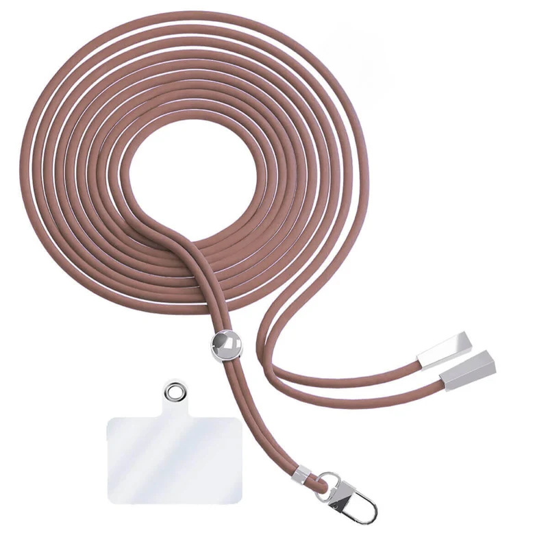 Cordon téléphone en nylon tressé 80cm réglable Marron