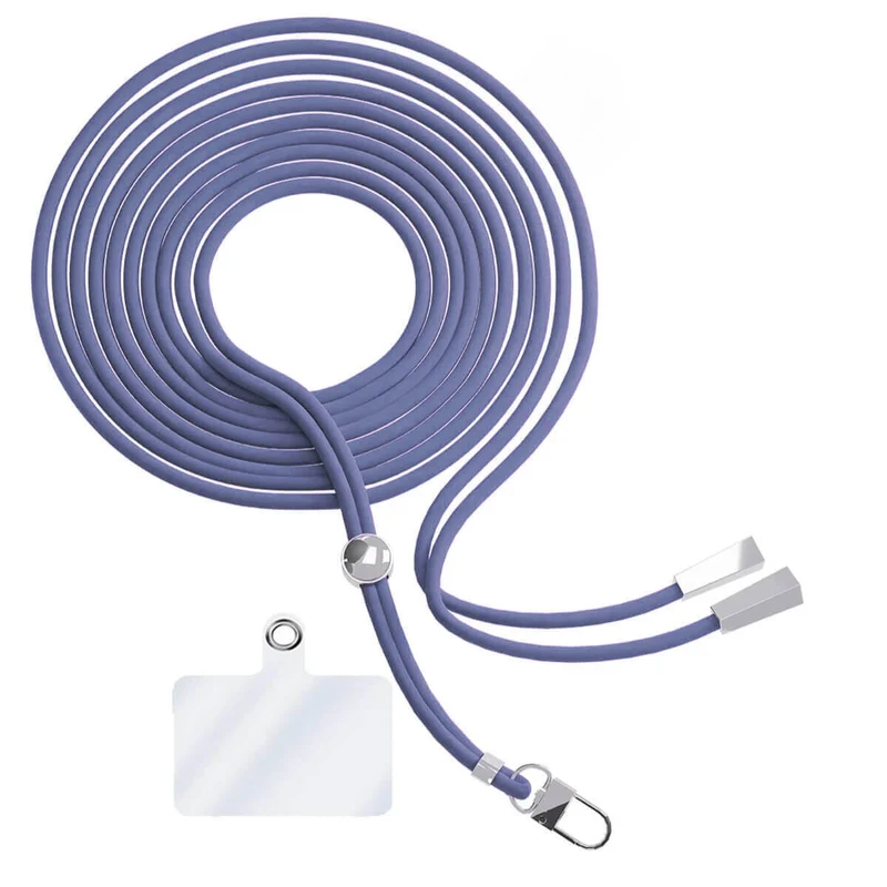 Cordon téléphone en nylon tressé 80cm réglable Bleu Gris