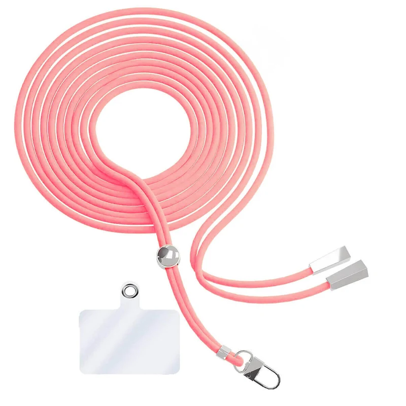 Cordon téléphone en nylon tressé 80cm réglable Rose Bonbon