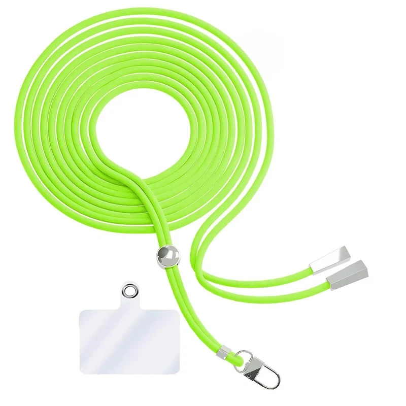 Cordon téléphone en nylon tressé 80cm réglable Vert Fluo
