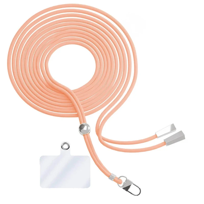 Cordon téléphone en nylon tressé 80cm réglable Rose