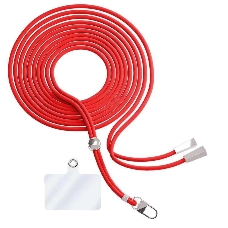 Cordon téléphone en nylon tressé 80cm réglable Rouge