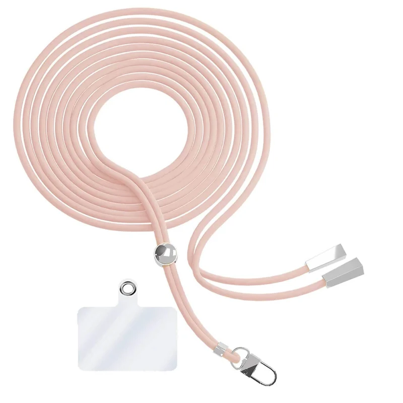 Cordon téléphone en nylon tressé 80cm réglable Rose pâle