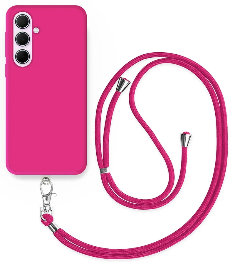 Cordon téléphone en nylon tressé 80cm réglable Rose Flash
