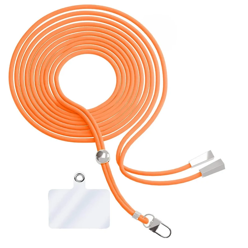 Cordon téléphone en nylon tressé 80cm réglable Orange Fluo
