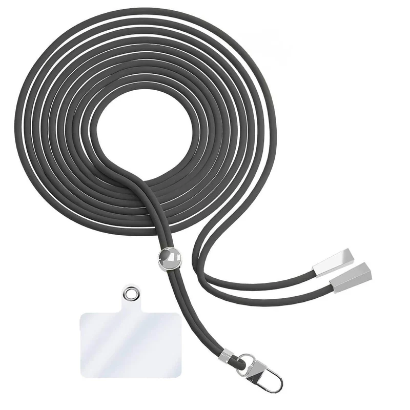Cordon téléphone en nylon tressé 80cm réglable Noir
