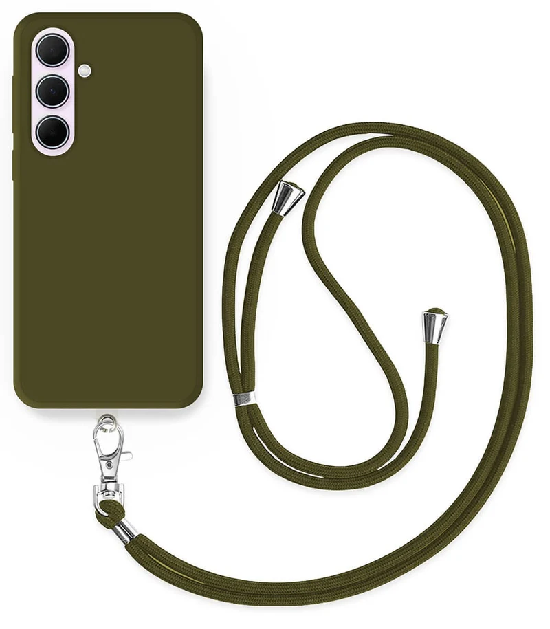 Cordon téléphone en nylon tressé 80cm réglable Kaki