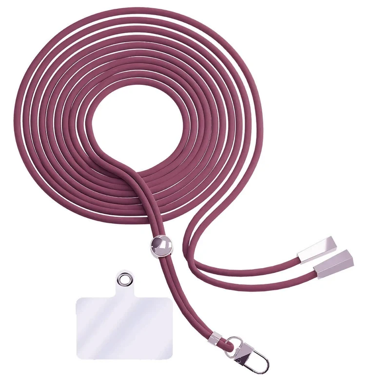 Cordon téléphone en nylon tressé 80cm réglable Bordeau