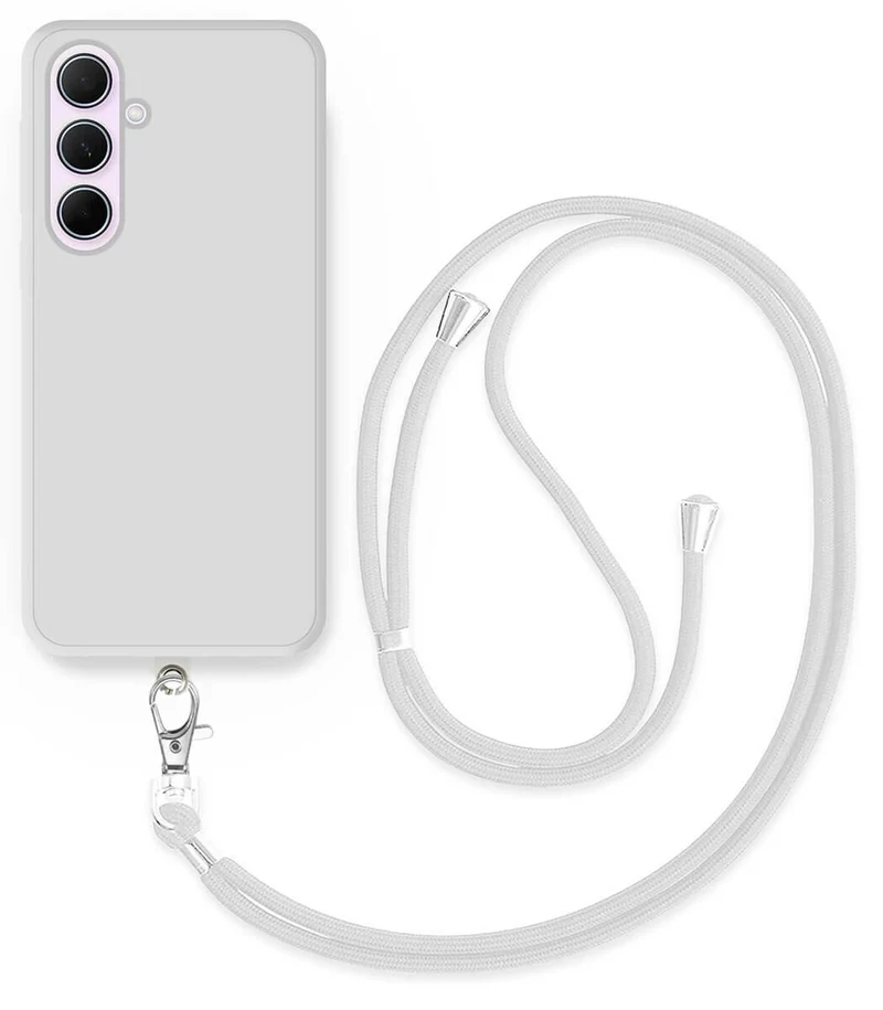 Cordon téléphone en nylon tressé 80cm réglable Blanc
