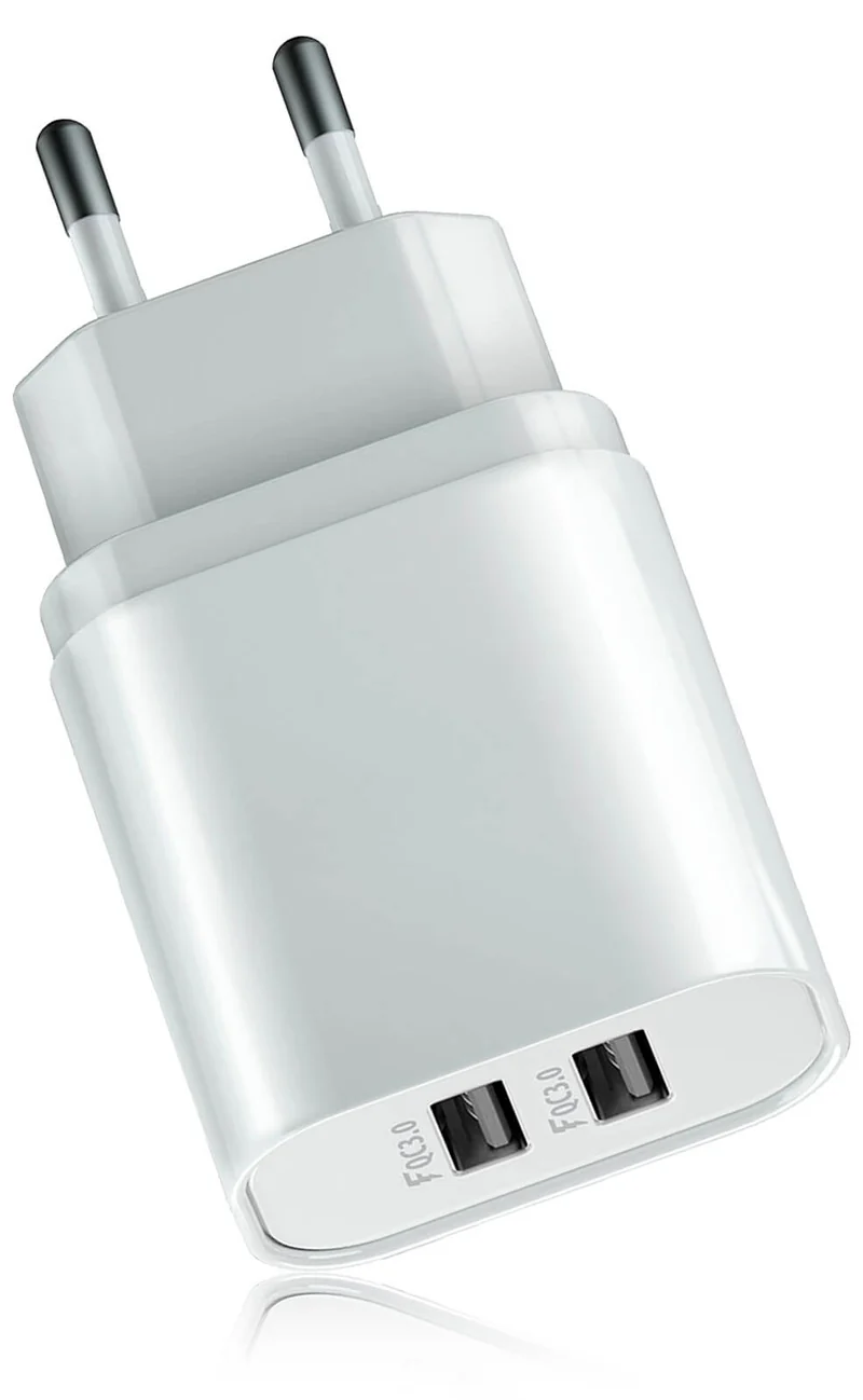 Chargeur secteur double USB 2.4A - Blanc