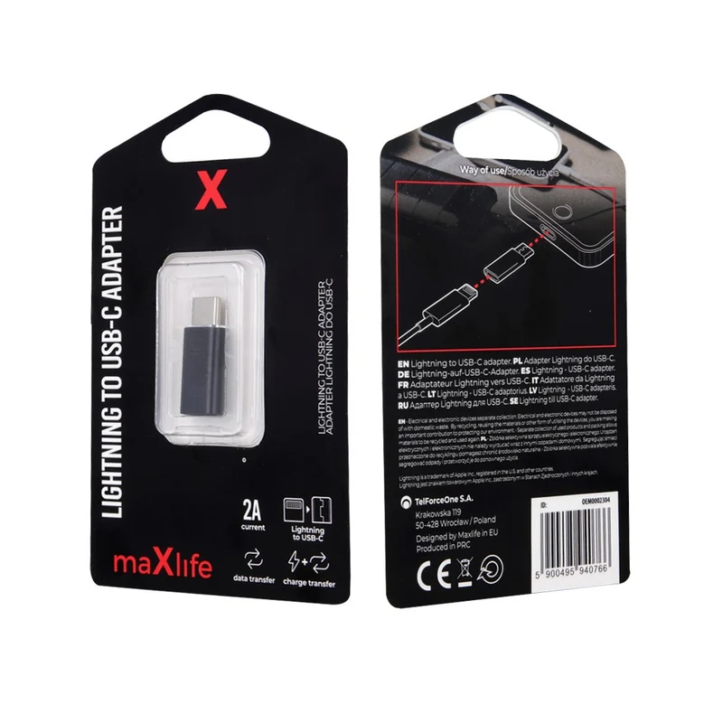 Adaptateur Lightning vers USB-C - Noir