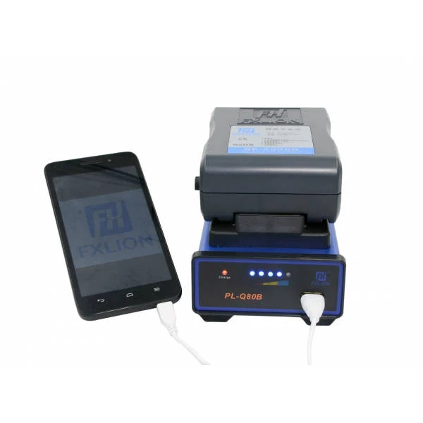 FXlion FX-PLQ80B V-Mount chargeur rapide mono (avec sortie USB)