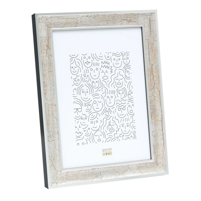 Deknudt Cadre photo en bois argenté avec finition craquelée brun foncé 18x24 S40JE9