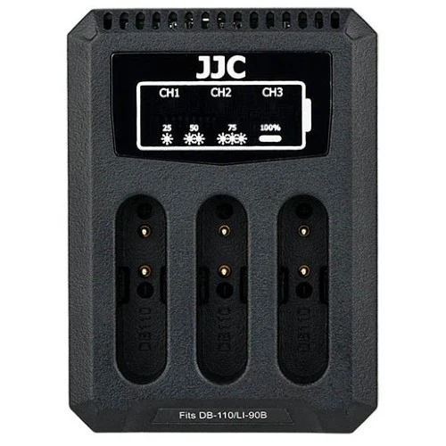 JJC DCH-DB110 Chargeur de batterie double USB (pour Ricoh DB-110/ Olympus LI-90B Canon LP-E8)