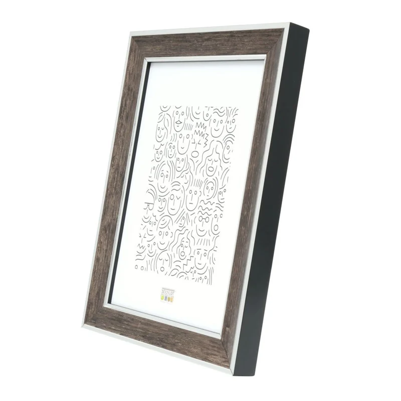 Deknudt Cadre photo en bois de couleur marron foncé avec bordure argentée 15x15 S40JE3