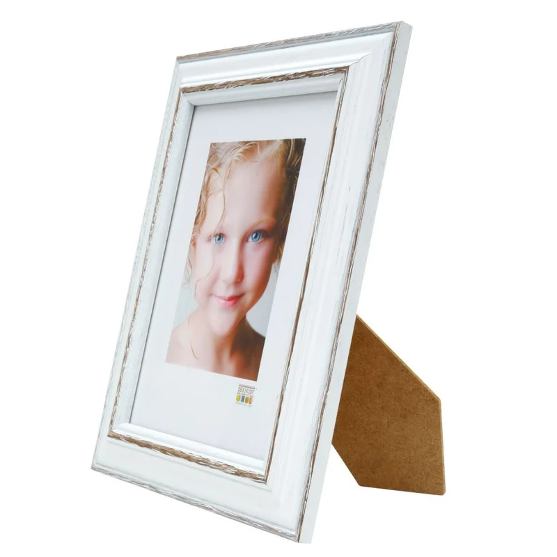 Deknudt Cadre photo blanc avec accent marron 13x18 S221H3
