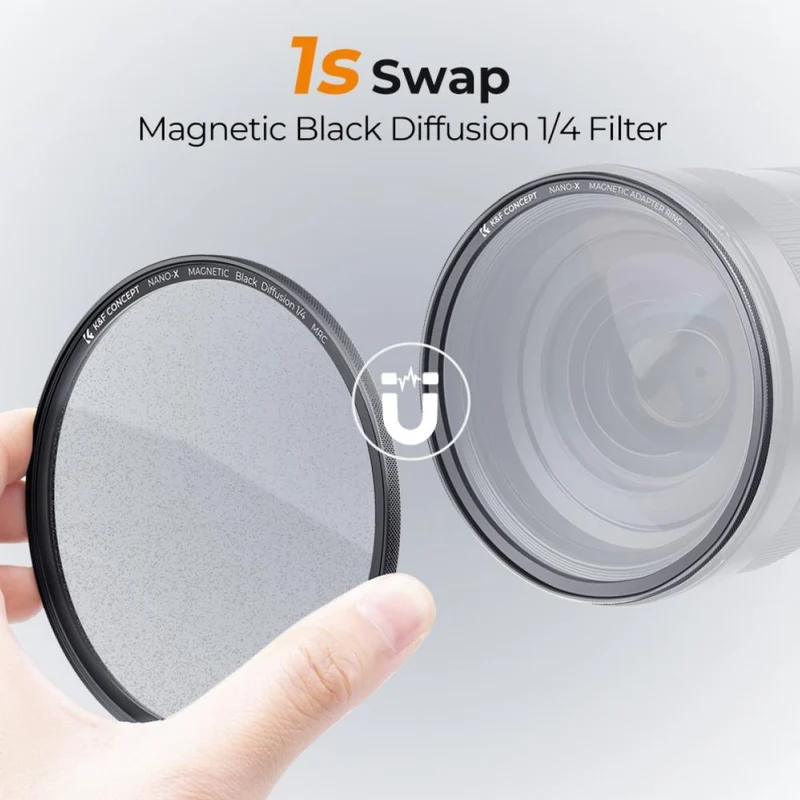 K&F Concept Filtre Magnétique 1/4 Noir Mist Nano-X avec Bague d'adaptation et Capuchon d'objectif 67mm