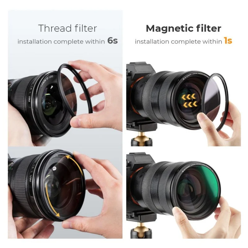 K&F Concept Filtre Magnétique 1/4 Noir Mist Nano-X avec Bague d'adaptation et Capuchon d'objectif 67mm