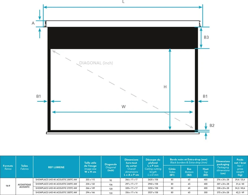 Lumene Show Place UHD 4K 270C Acoustic tensionné