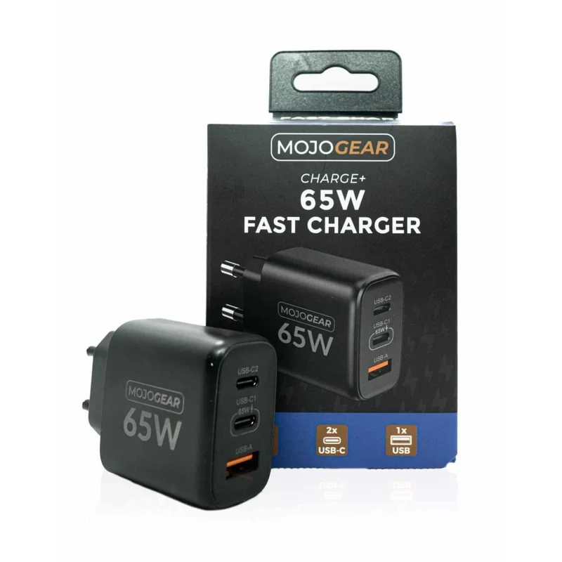 MOJOGEAR Chargeur USB 65W 2x USB-C / 1x port USB