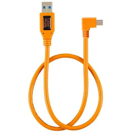 Tether Tools TetherPro USB 2.0 vers Mini-B 5-pin Adaptateur à angle droit "Pigtail", 20 "(50 cm), High-Visibilty Orange