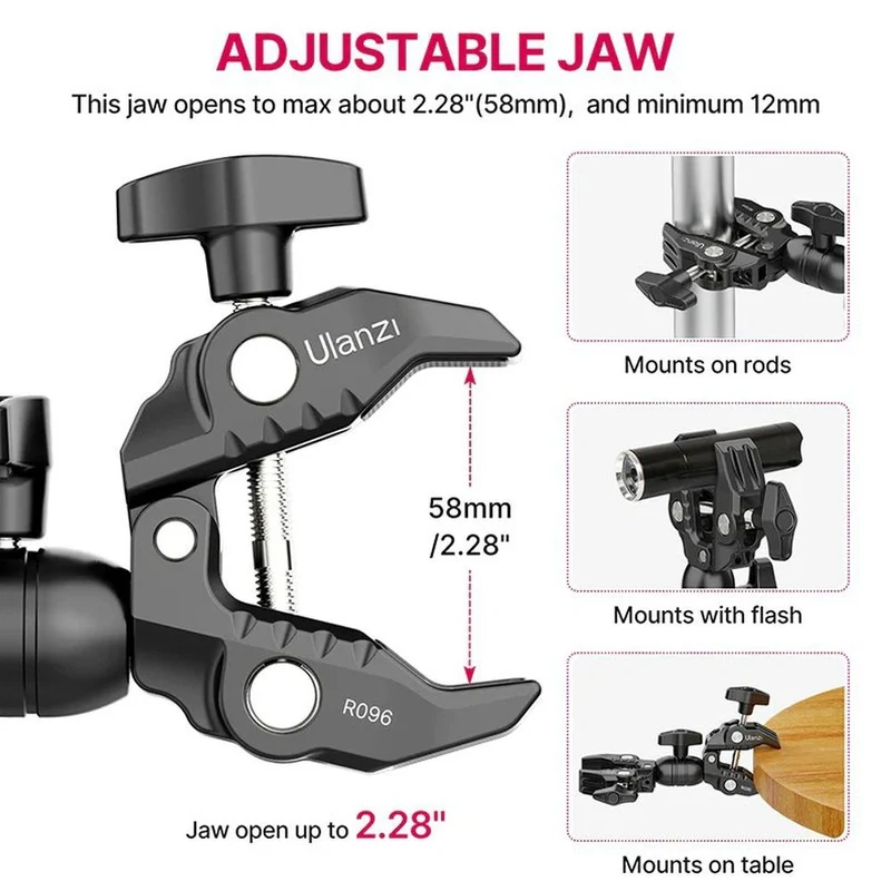 Ulanzi Double super collier de serrage pour raccords jusqu'à 60mm de diamètre