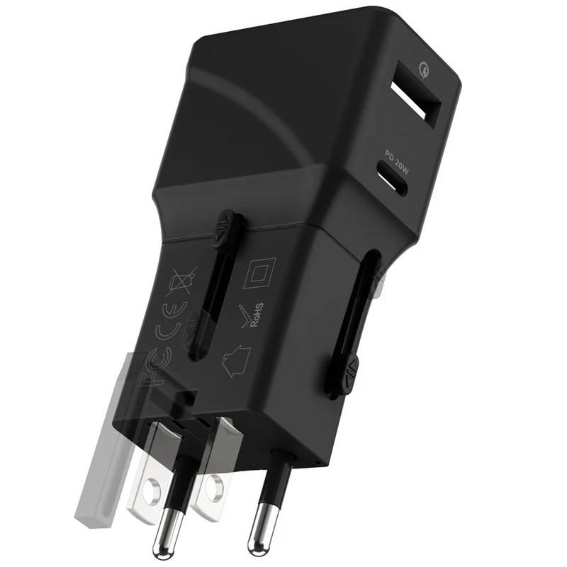 Rolling Square Adaptateur de voyage Pocket Noir