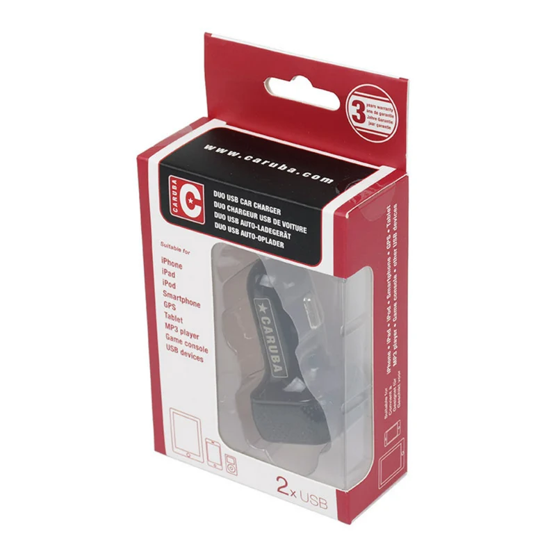 Caruba Chargeur De Voiture Double USB Blanc