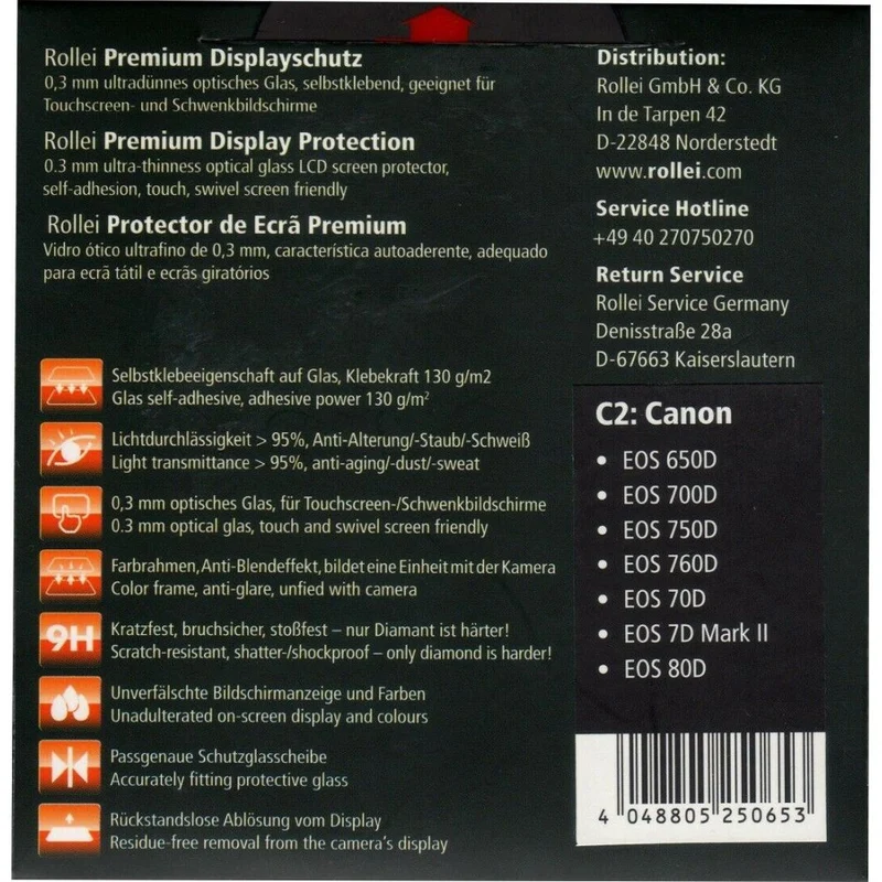 Rollei Protecteur d'écran premium C2 pour EOS 750D/760D