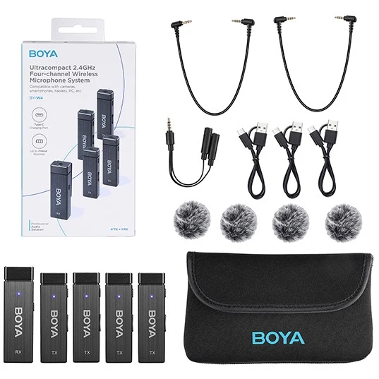 Boya sans Fil Microphone 1 RX-4TX TRRS-TRS
