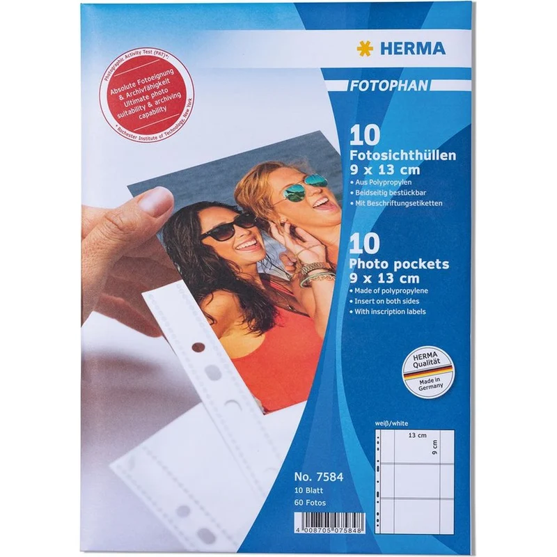 Herma Pochettes blanches 9x13 horizontales 10 pc.