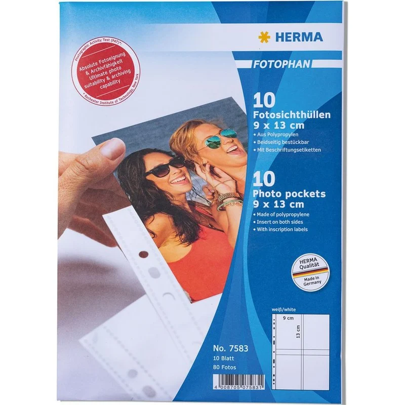 Herma Manchons transparents blanc 9x13 haut 10 pcs.