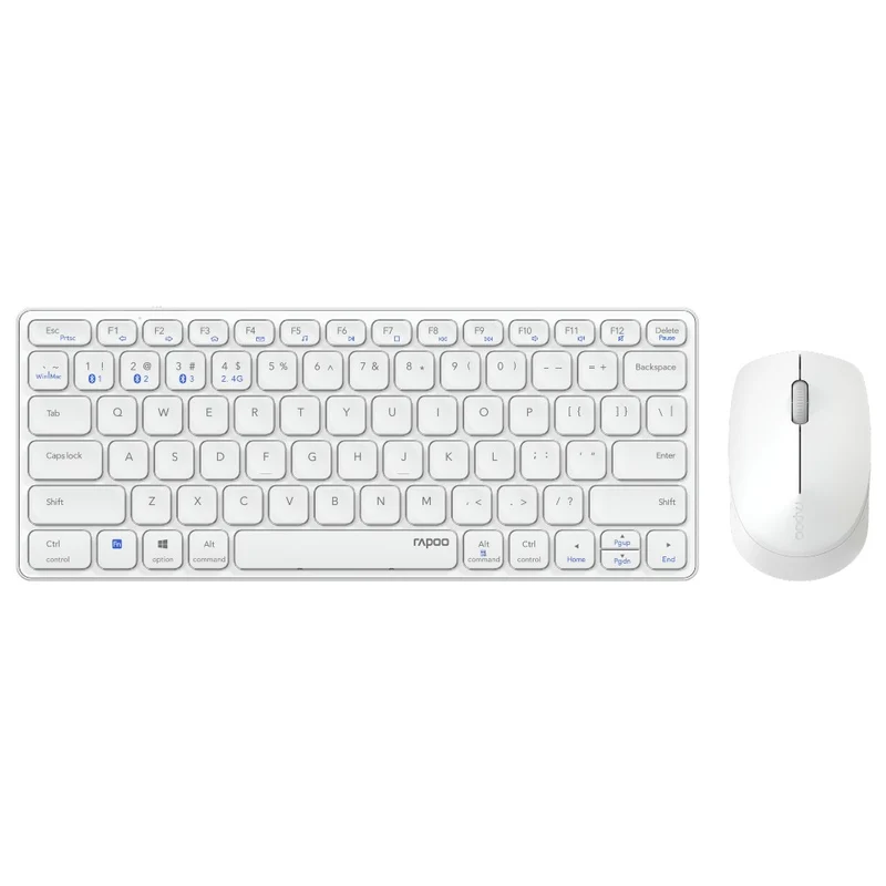 Rapoo 9600M Combo Sans fil multimode, QWERTY US - Blanc