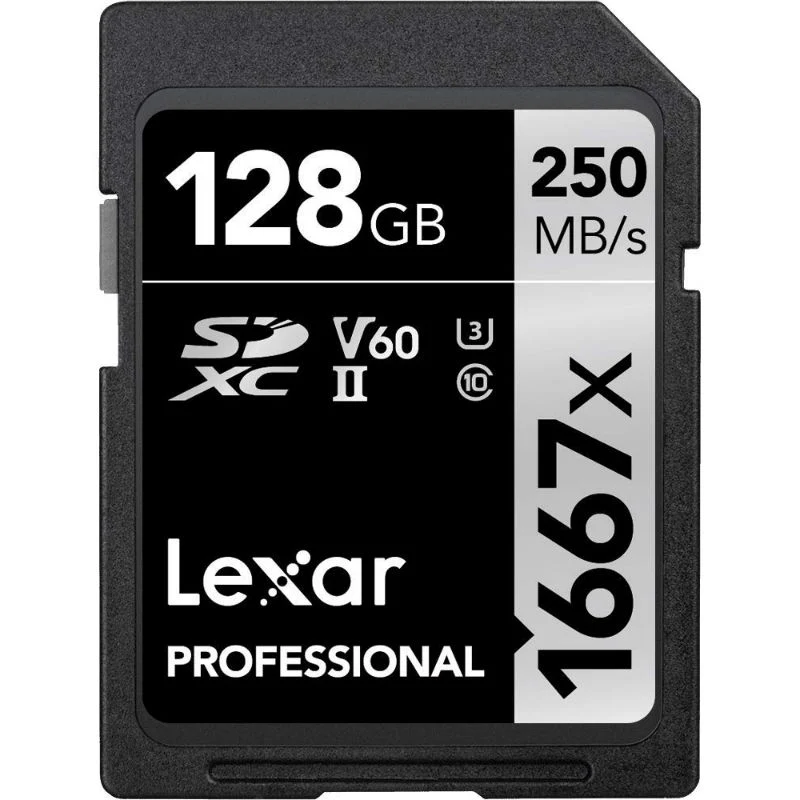 Lexar Pro Argent 128GB SDXC V60 UHS-II - R120/W250 MB/s
