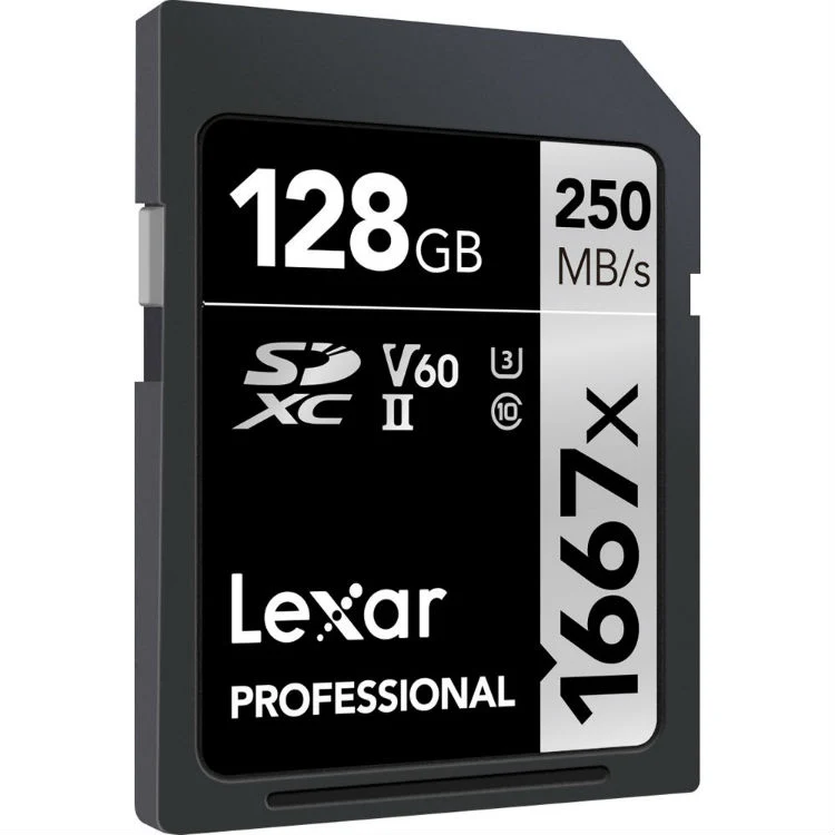 Lexar Pro Argent 128GB SDXC V60 UHS-II - R120/W250 MB/s