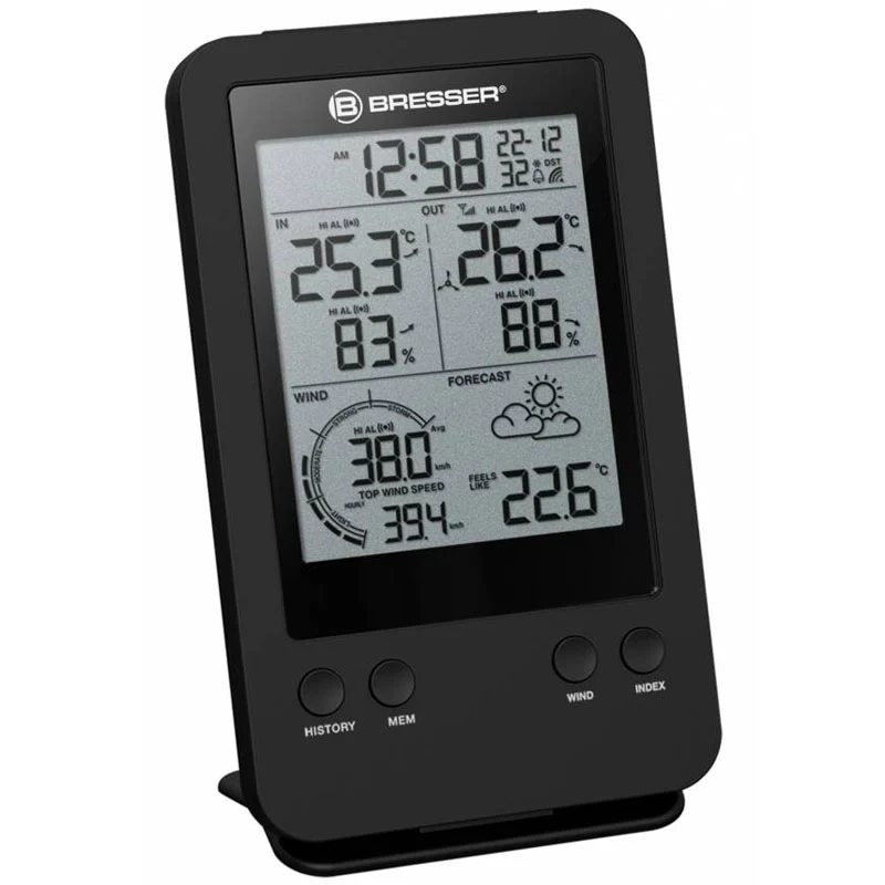 Bresser Anémomètre 3-en- 1 avec indicateur de température et d'humidité