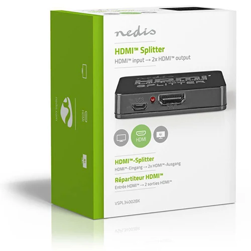 Nedis 2 Ports Répartiteur HDMI Noir