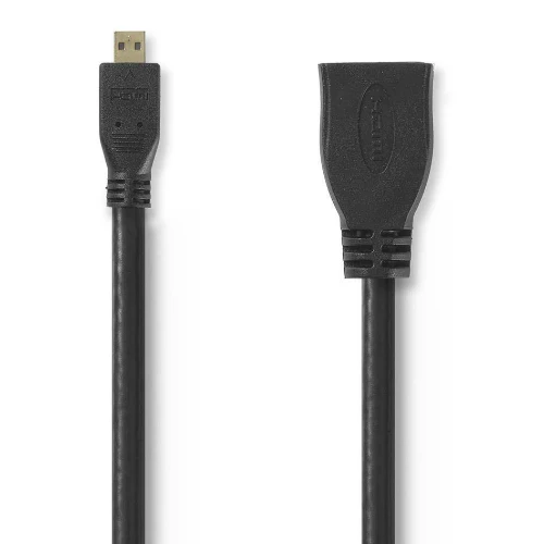 Nedis Câble d'Extension HDMI haute vitesse avec Ethernet HDMI Micro Mâle - HDMI Femelle 0,2 m noir
