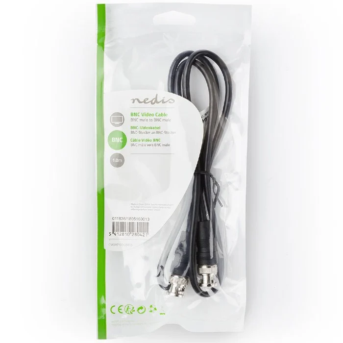 Nedis BNC Câble Vidéo BNC Mâle BNC Mâle 1,0m Noir