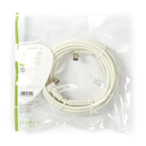 Nedis Coaxkabel 120 DB IEC (Coaxial) Male Haaks IEC (Coaxial) Female Rectangle 5,0 m Blanc