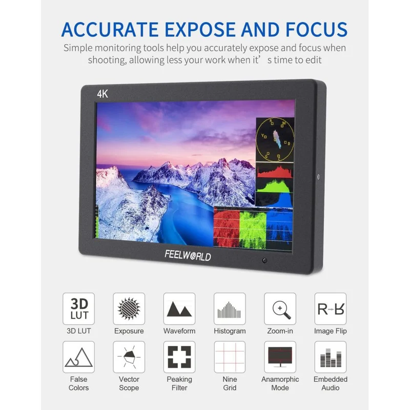 Feelworld T7 PLUS 7'' 4K Moniteur HDMI aluminium