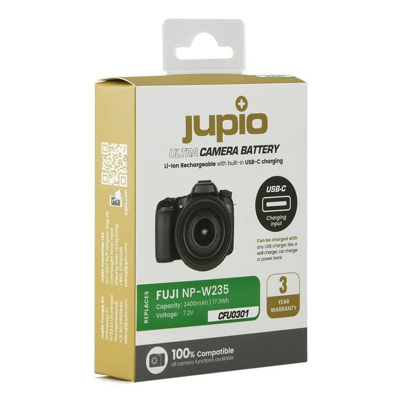 Jupio Fuji NP-W235 Ultra C 2400mAh batterie avec USB-C input