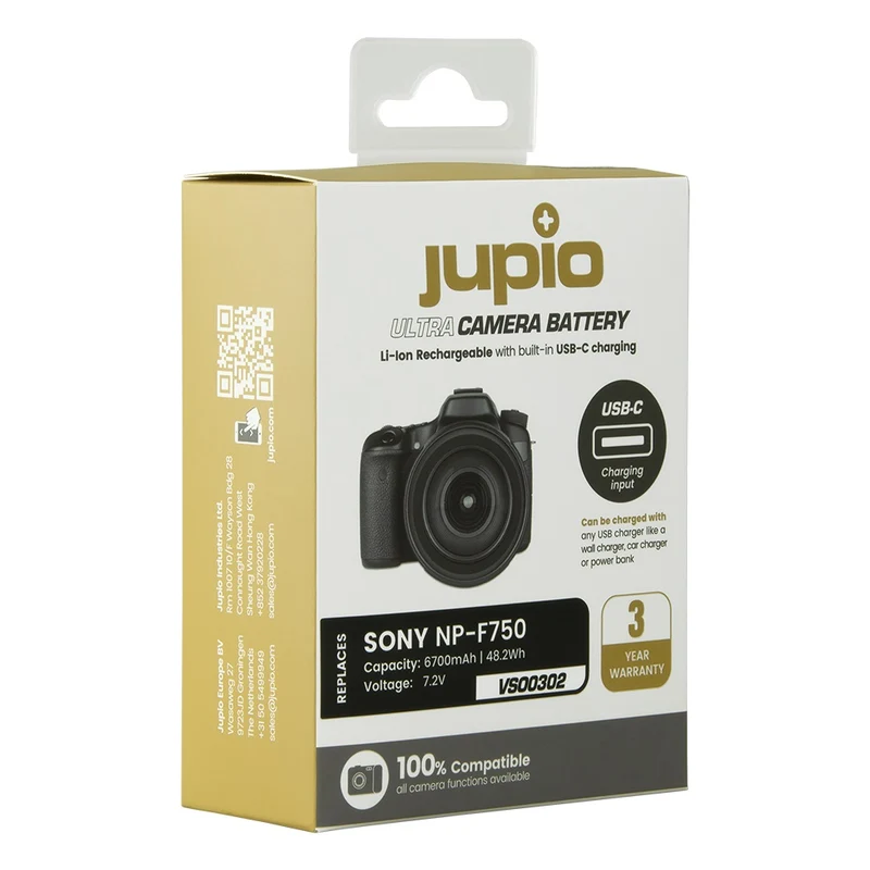 Jupio Sony NP-F750 Ultra C 6700mAh batterie avec USB-C input