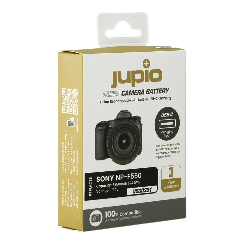 Jupio Sony NP-F550 Ultra C 3350mAh batterie avec USB-C input