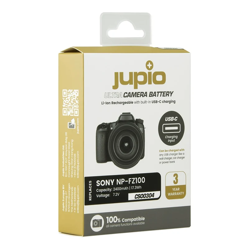 Jupio Sony NP-FZ100 Ultra C 2400mAh batterie avec USB-C input