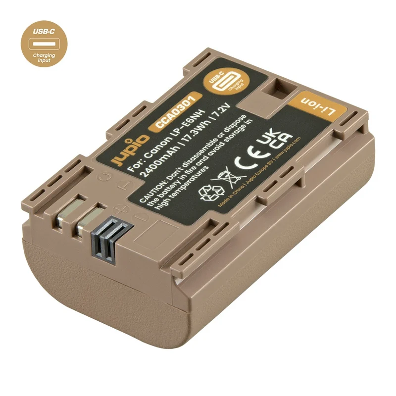 Jupio Canon LP-E6NH Ultra C 2400mAh batterie avec USB-C input