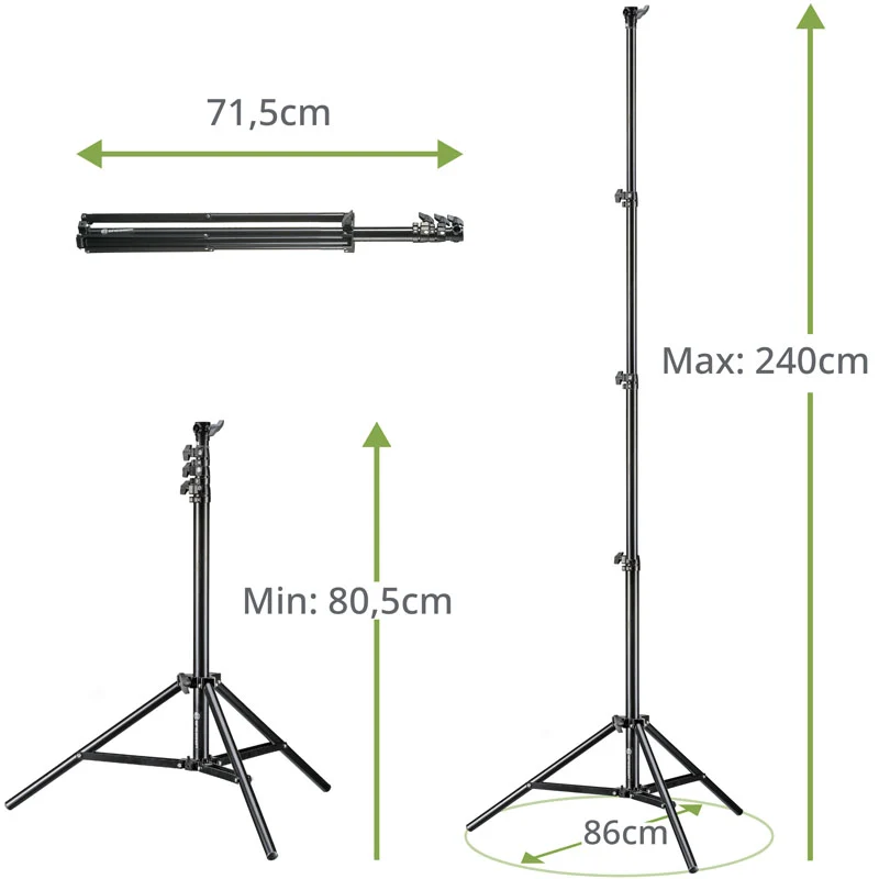Bresser BR-TP240 240 cm Pro 2X Trépied + étui