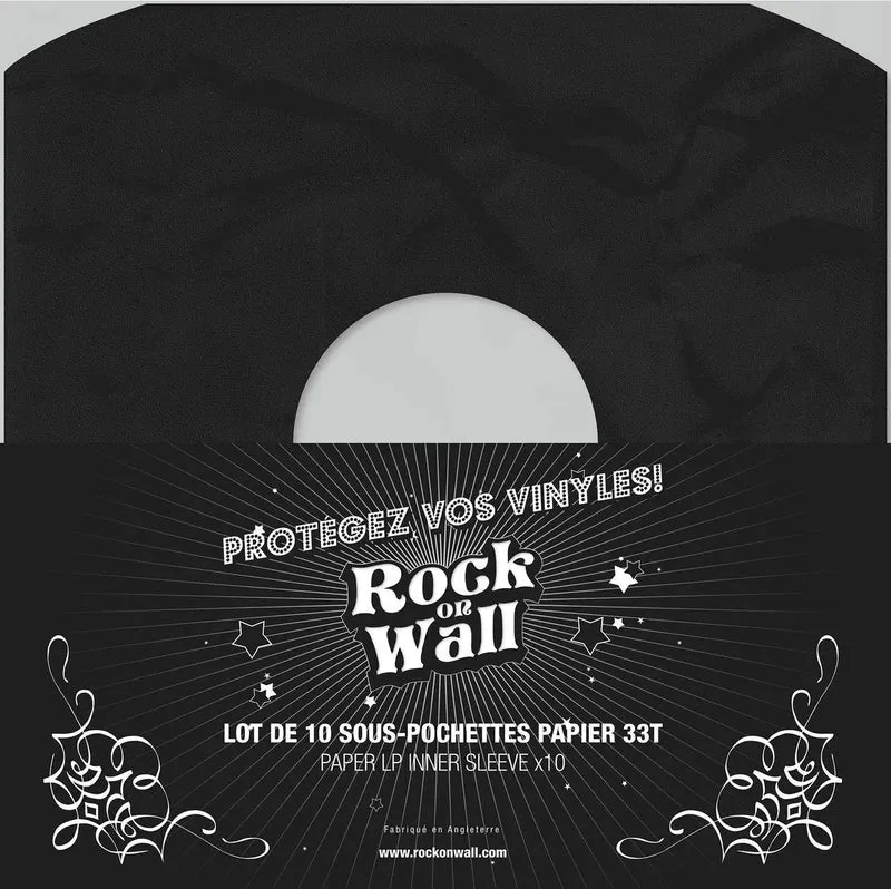 Rock on Wall Sous-pochette papier 33T Noir (lot de 10)