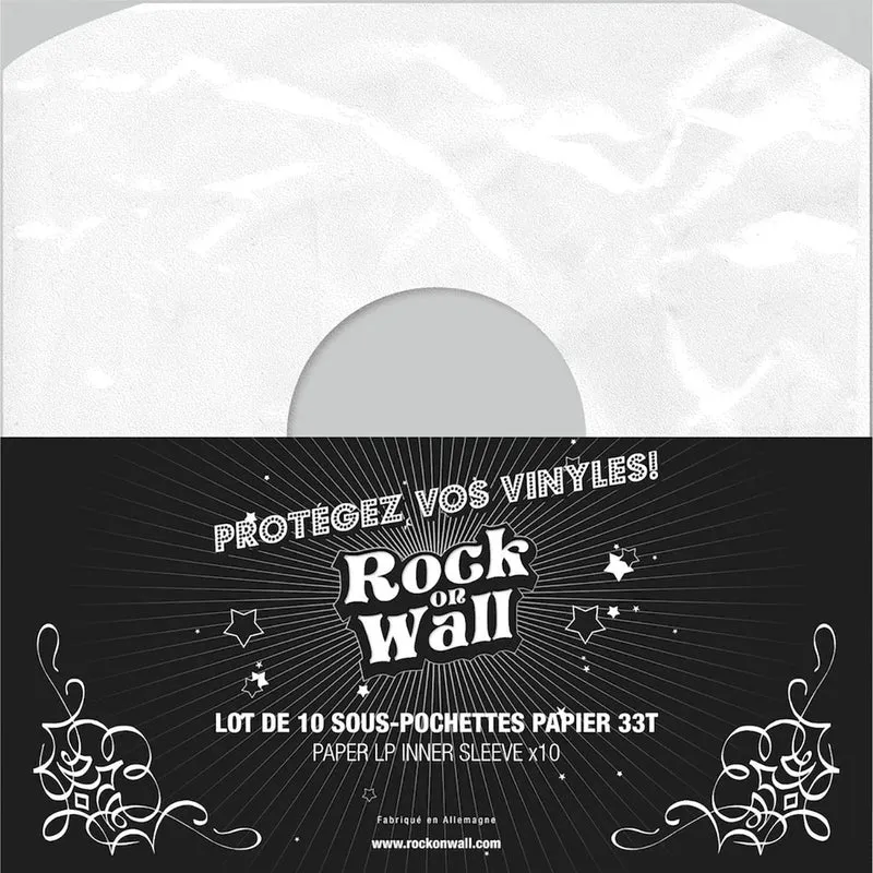 Rock on Wall Sous-pochette papier 33T Blanc (lot de 10)